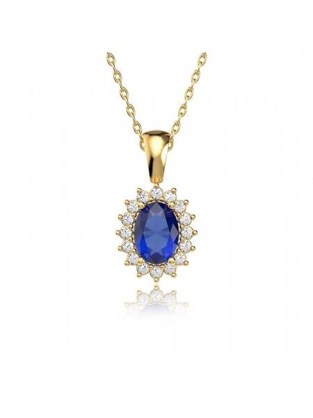 Oval Safir Taşlı Anturaj Pırlanta Montür Altın Kaplama Gümüş Üçlü Set
