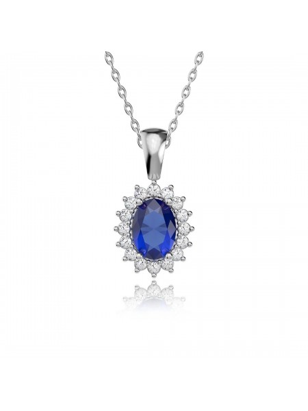 Oval Safir Taşlı Anturaj Pırlanta Montür Beyaz Gümüş Üçlü Set