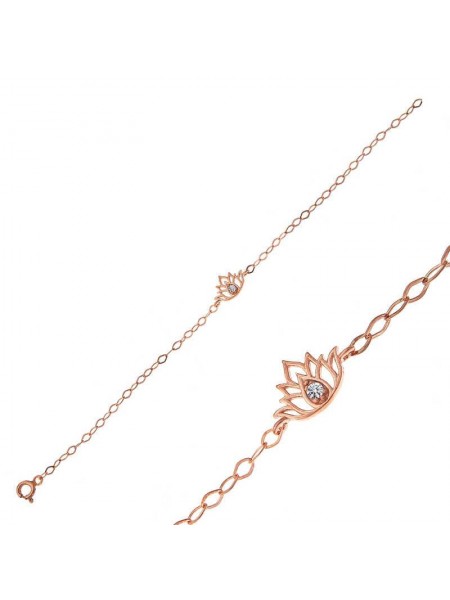 Gümüş Rose Lotus Çiçeği Kadın Bileklik