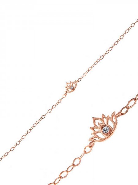 Gümüş Rose Lotus Çiçeği Kadın Bileklik