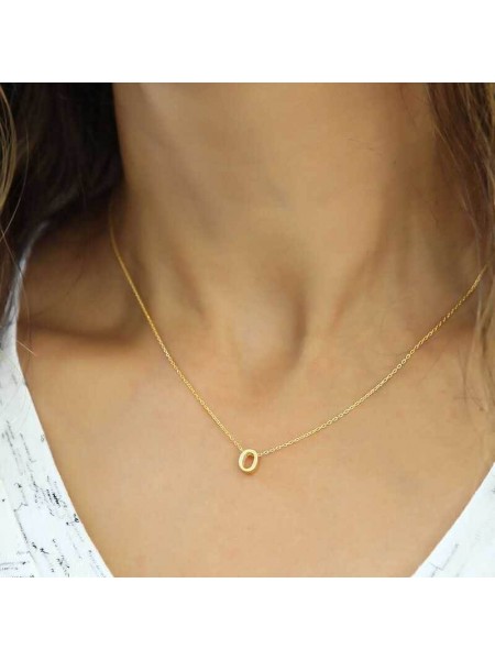 Gümüş Gold 3 Boyutlu Harf O Bayan Kolye