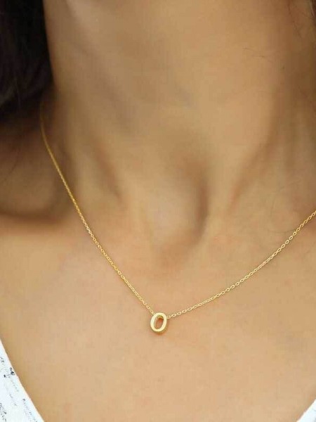 Gümüş Gold 3 Boyutlu Harf O Bayan Kolye
