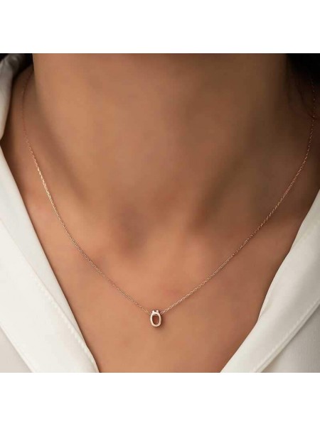 Gümüş Rose 3 Boyutlu Ö Harf Bayan Kolye