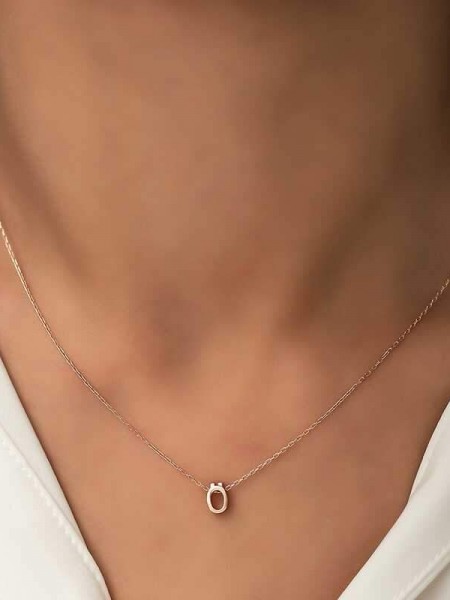 Gümüş Rose 3 Boyutlu Ö Harf Bayan Kolye