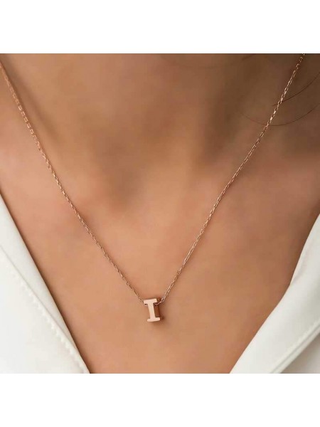Gümüş Rose 3 Boyutlu I Harf Bayan Kolye