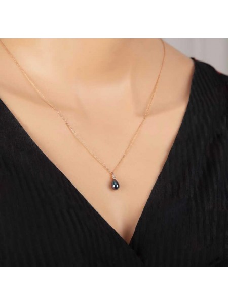 Gümüş Rose Damla İnci Kadın Kolye