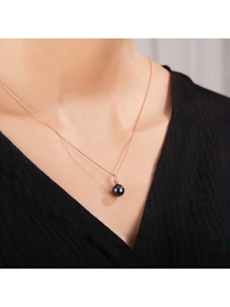 Gümüş Rose Yuvarlak İnci Kadın Kolye