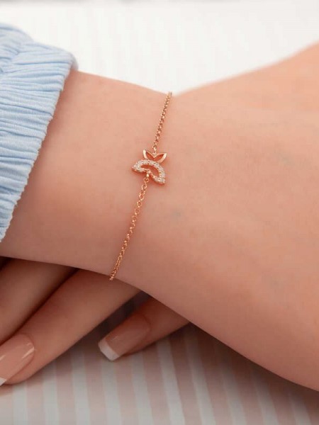 ​Gümüş Rose Kelebek Kadın Bileklik