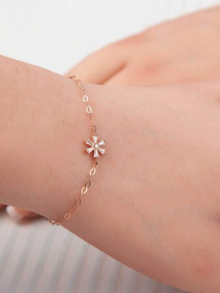 Gümüş Rose Çiçek Kadın Bileklik