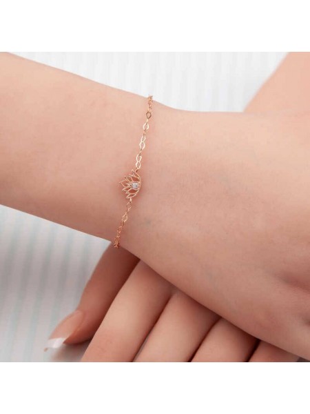 Gümüş Rose Lotus Çiçeği Kadın Bileklik
