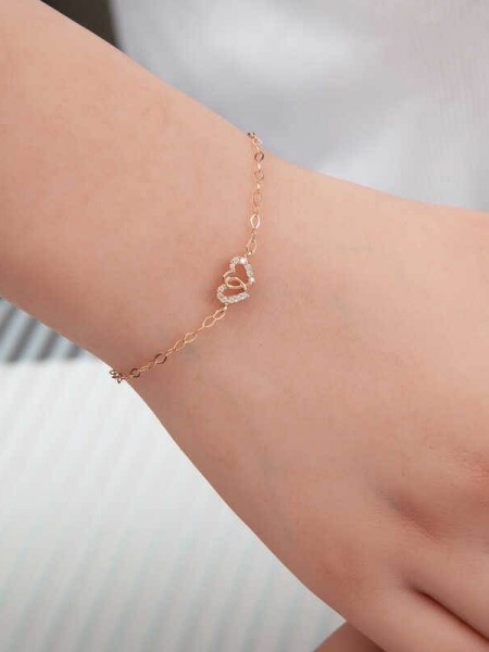 Gümüş Rose Birleşmiş Kalpler Kadın Bileklik